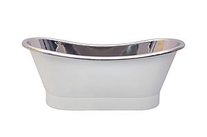 Sj Fraser Stainless Steel Double Boat Freestanding Bath - Polished Nickel Interior / Matt White Enamel Exterior 1700 X 720mm