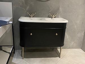 Burlington Ch100mb Chalfont 1000mm Matt Black Single Drawer Double Basin Unit / Crosswater Belgravia Crosshead Lux Mono Basin Mixer - Brushed Nickel - Ex Display