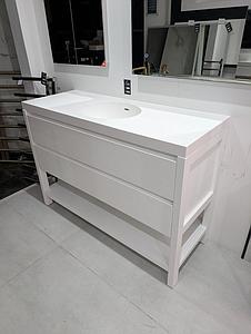 Faeber Mode 1270mm 2 Drawer With Legs Vanity Unit Matt White & Solid Surface Matt Basin - Ex Display
