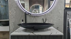 StoneKAST Uni Sit On Basin Gloss Black 630x375mm - Ex Display