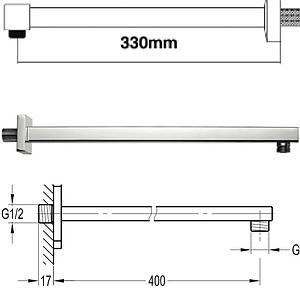 Eau Ice Wall Mounted Shower Arm Chrome