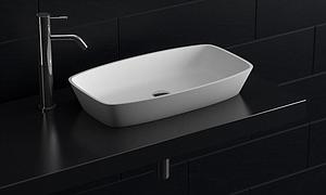 StoneKAST Geo Sit On Basin Matt White 600x350mm