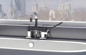 Eau X-el Chrome Bath Deck Mounted 2 Hole Bath Shower Tap Mixer &amp; Hand Shower - SALE