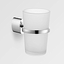 Eau Oval Wall Mounted Chrome & Frosted Glass Cup Tumbler & Toothbrush Holder - SALE