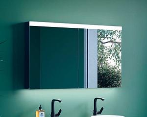 Schneider Low Line 2 Door 120/2/fl White Mirror Cabinet