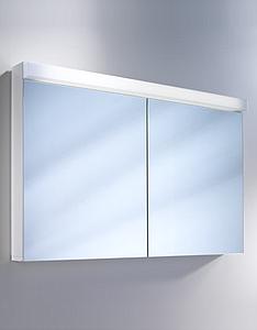 Schneider Low Line 2 Door 120/2/fl White Mirror Cabinet