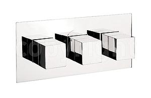 Crosswater Watersquare 3 Outlet 3 Handle Thermostatic Shower Mixer Trimset Chrome